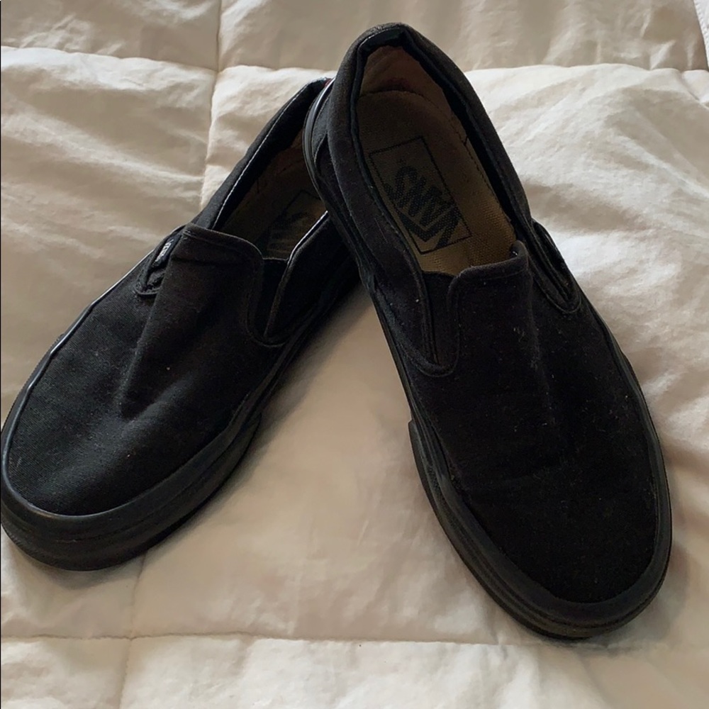 Kids Size 4 All Black Slip On Vans